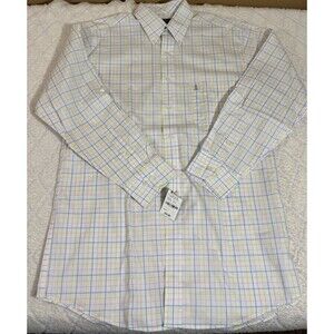 New Club Room Performance Regular Fit Button Up plaid Size M 15.5 32/33